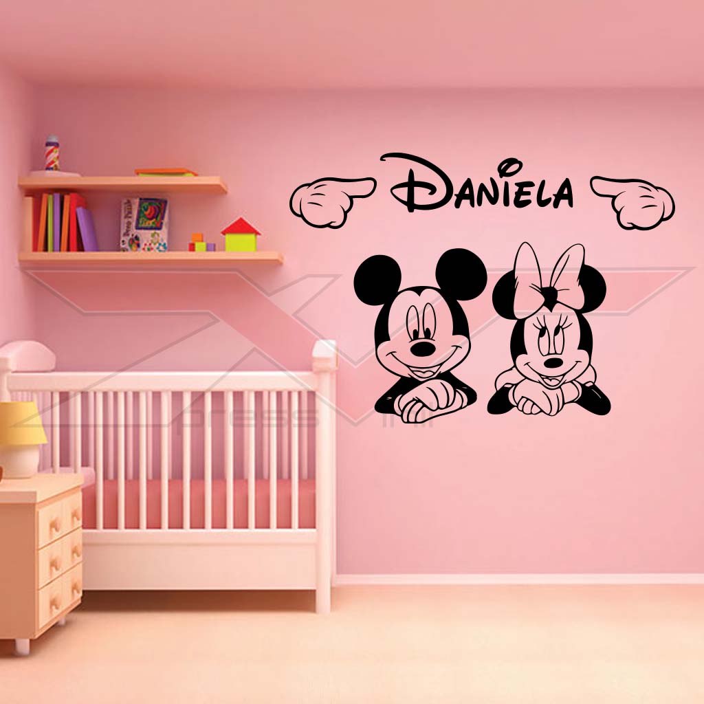 Vinil Autocolante Mickey e Minnie com Nome