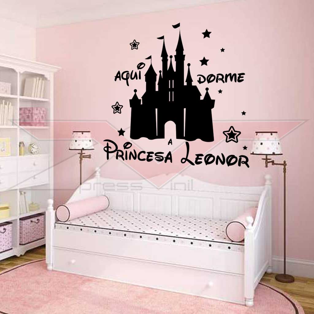 Vinil-Autocolante-Aqui-Dorme-a-Princesa-com-Nome Vinil Autocolante Aqui Dorme a Princesa com Nome
