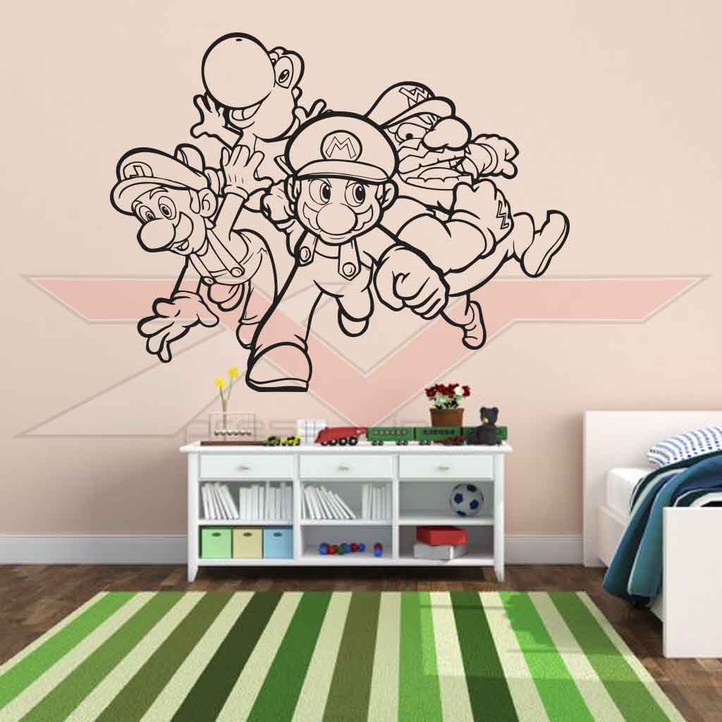 Vinil-Autocolante-Mario,-Luigi,-Yoshi-e-Wario Vinil Autocolante Mario, Luigi, Yoshi e Wario