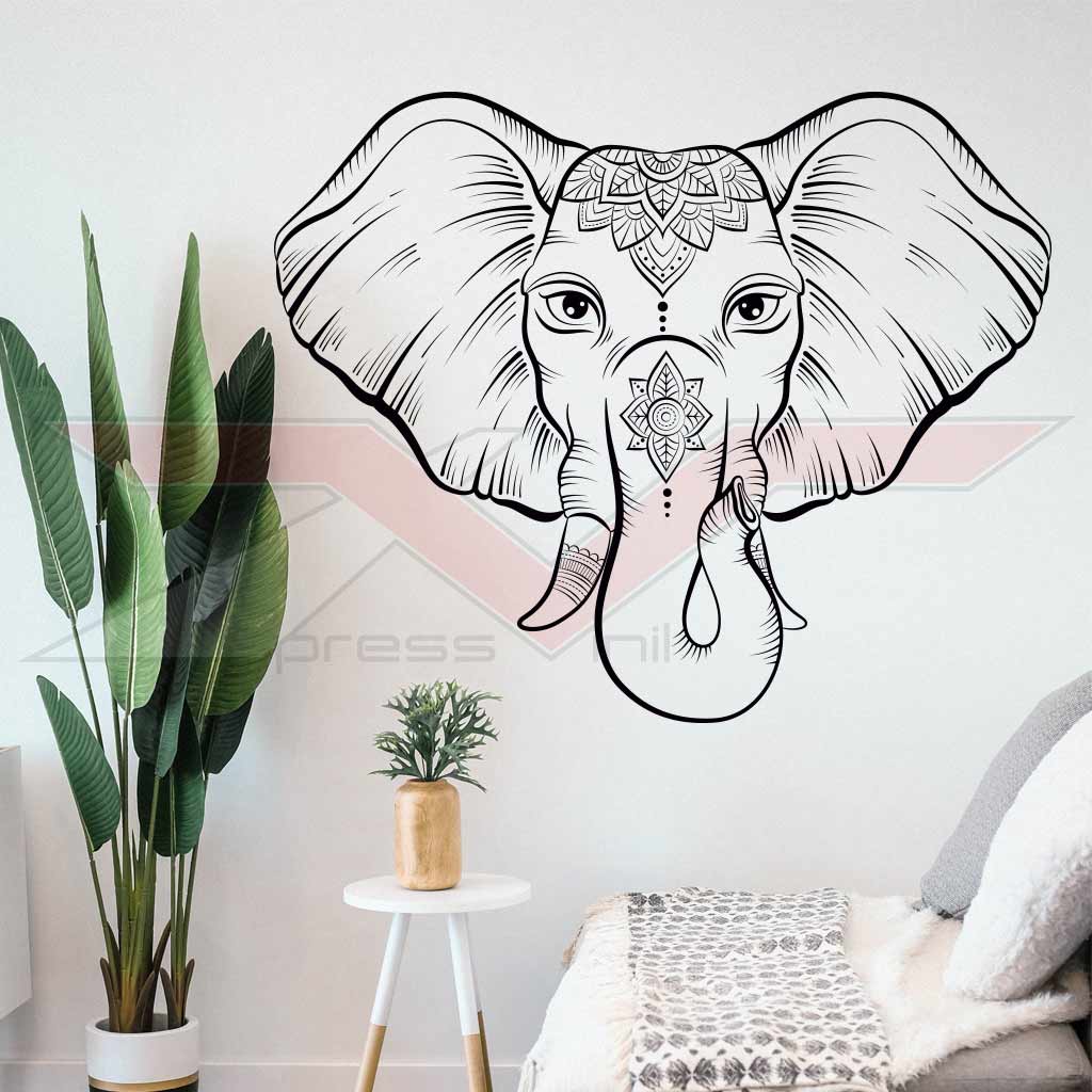 Vinil-Autocolante-Cabeça-Elefante-Mandala Vinil Autocolante Cabeça de Elefante Mandala