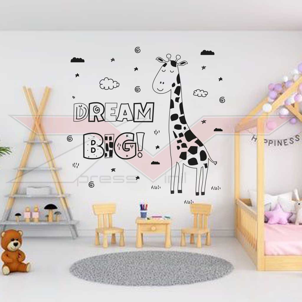 Vinil-Autocolante-Dream-Big-Girafa Vinil Autocolante Dream Big Girafa