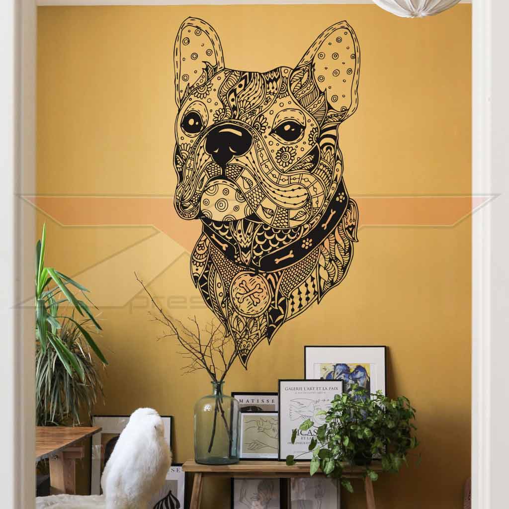 Vinil-Autocolante-Cabeça-Bulldog-Zentangle Vinil Autocolante Cabeça Bulldog Zentangle